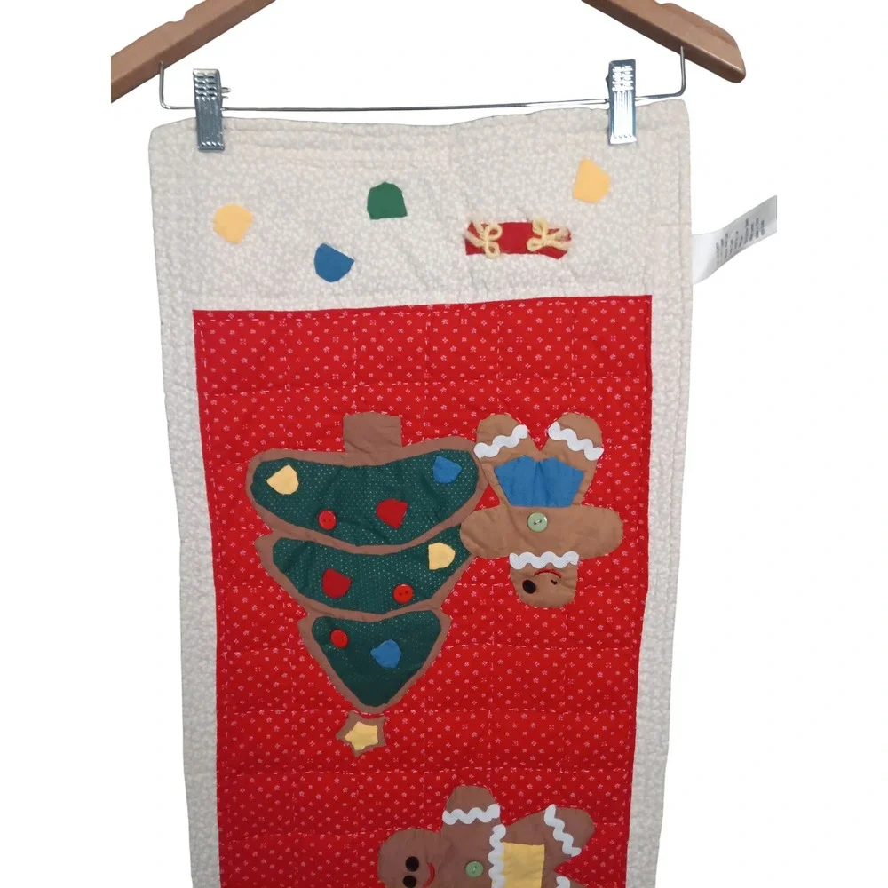 VTG American Pacific Quilted Christmas Table Runner Gingerbread Cotton 68 x 15‎